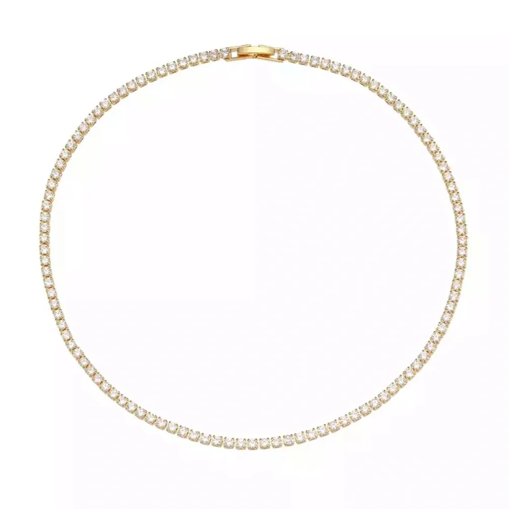 NEW 14K GOLD TENNIS CHAIN CHOKER NECKLACE, NICE NECKLACE, CUTE NECKLACE - Picture 6 of 6